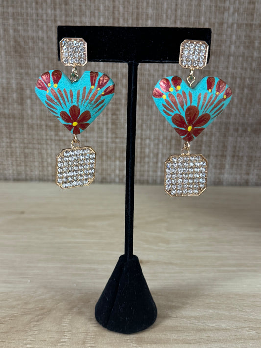 Turquoise Corazón Statement Earrings