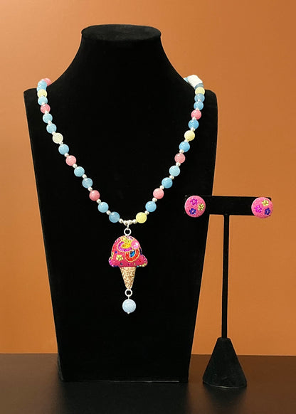 Ice Cream Necklace & Earring Set
