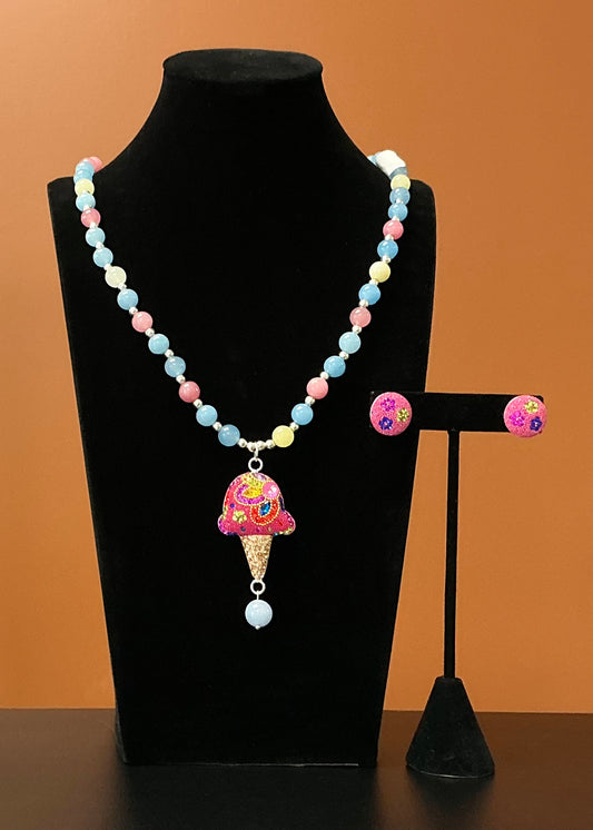 Ice Cream Necklace & Earring Set