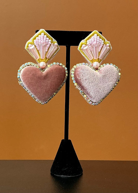 Corazón Sagrado Cushioned Earrings - Pink