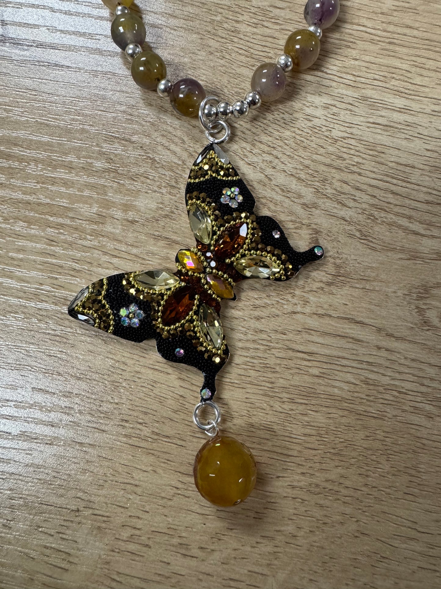 Mariposa Statement Necklace & Earrings - Golden Amber