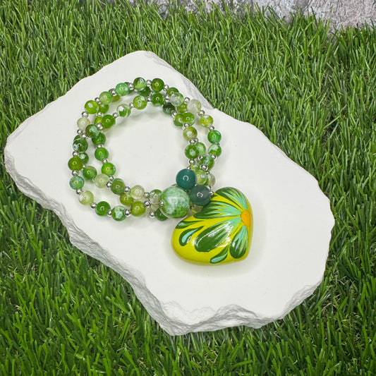 Flor Corazon Pintado Peridot Bracelet