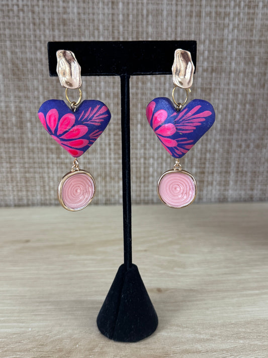 Purple & Pink Corazón Statement Earrings