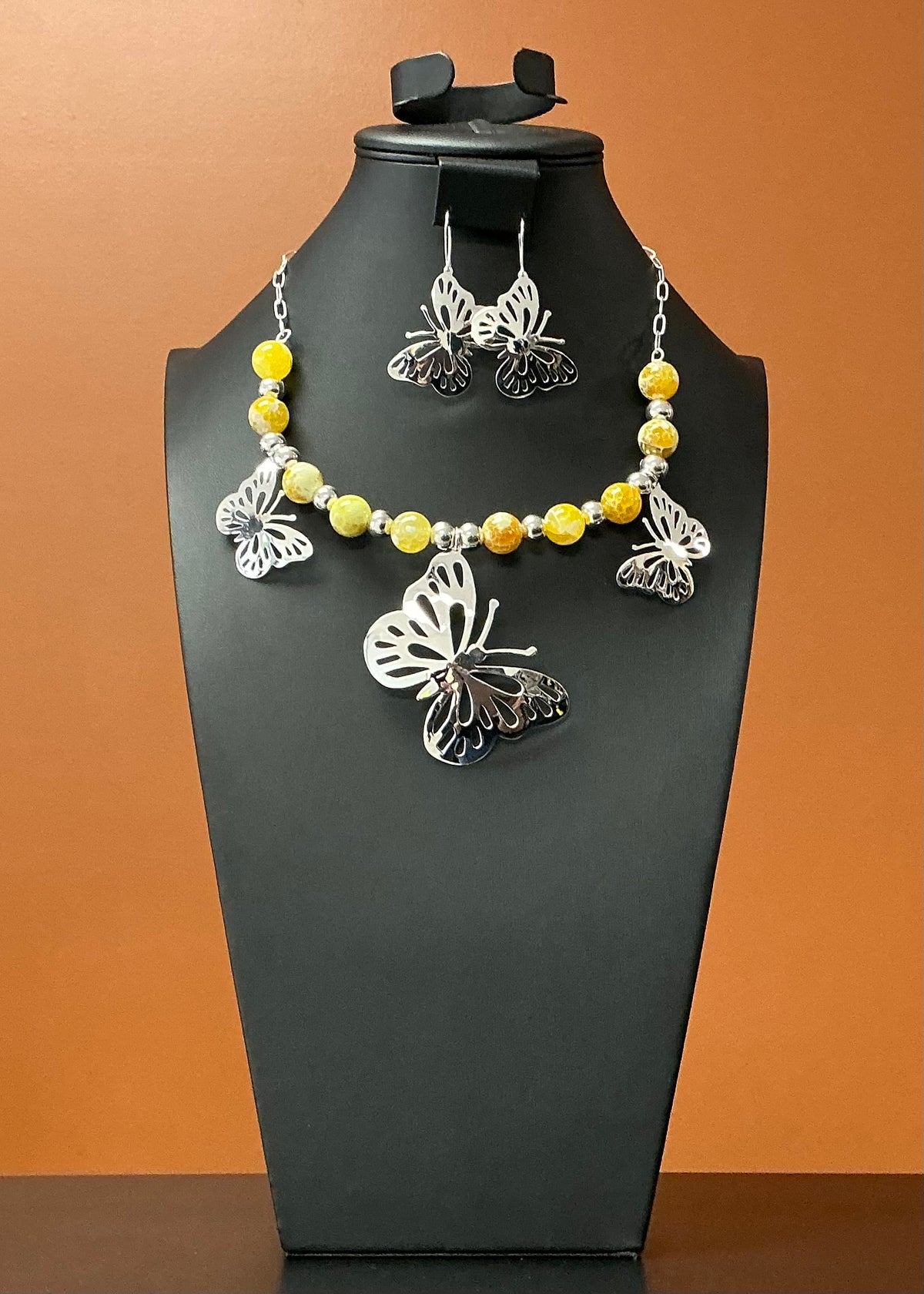 Yellow Zultanite Butterfly Necklace & Earrings