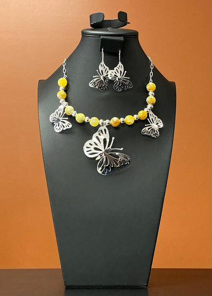 Yellow Zultanite Butterfly Necklace & Earrings