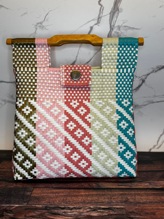 Large Handwoven Plastic Tote Bag