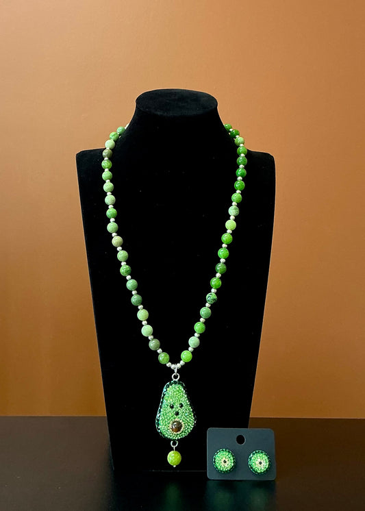 Avocado Necklace & Earrings