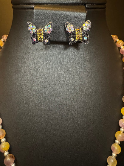 Mariposa Statement Necklace & Earrings - Golden Amber