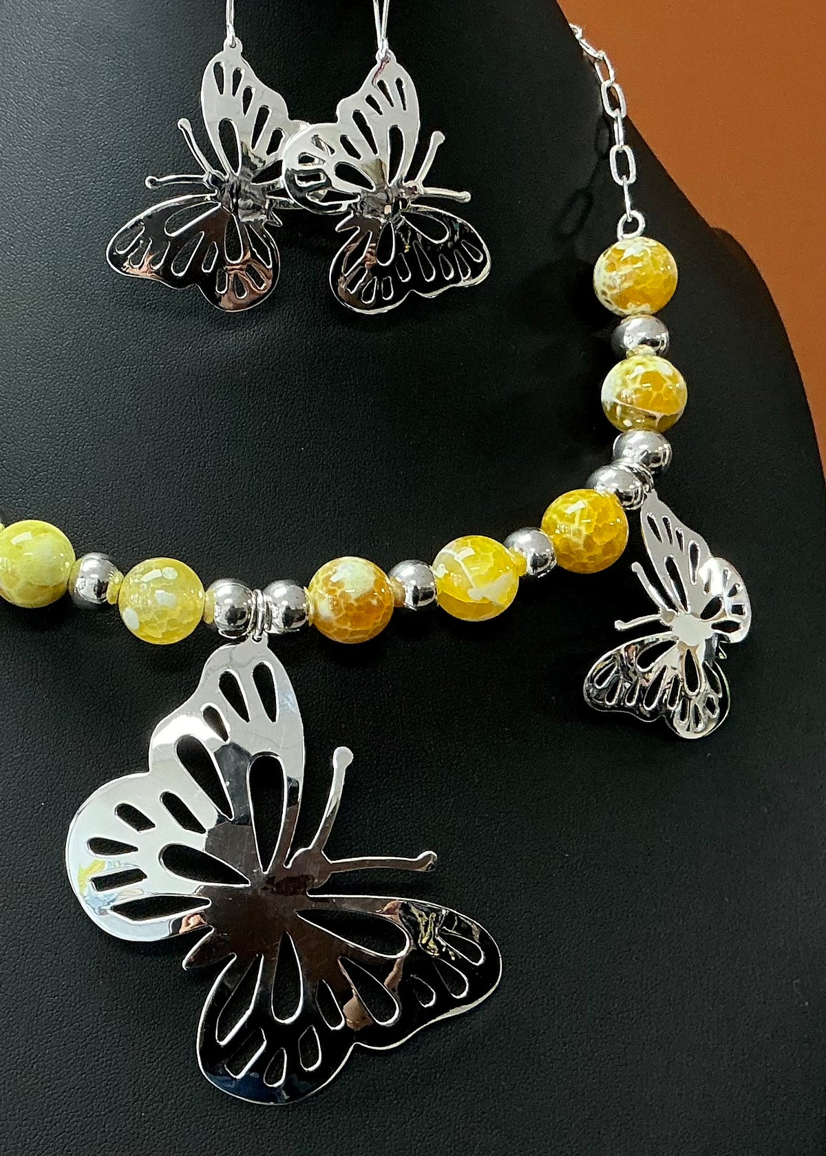 Yellow Zultanite Butterfly Necklace & Earrings
