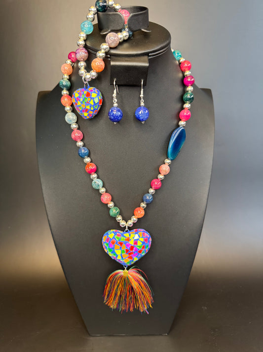 Corazon Vitral Agatas Multicolor Set