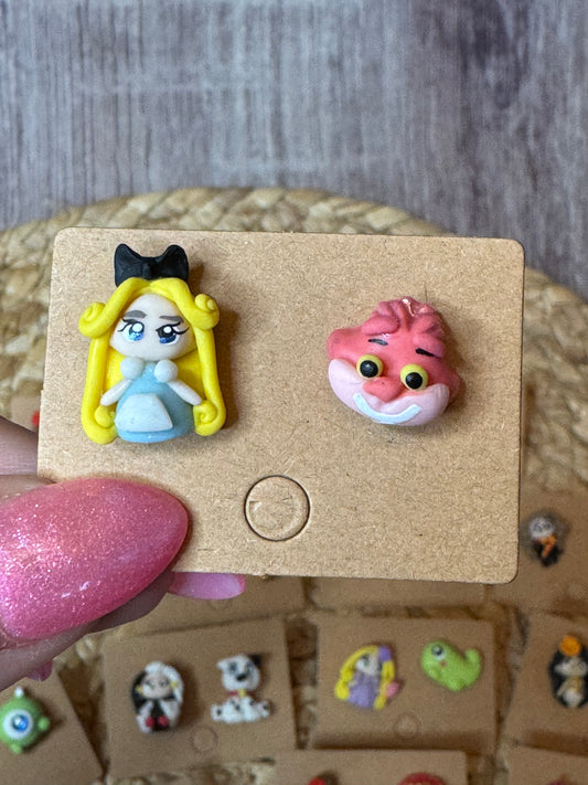 Alice & Cheshire Cat Stud Earrings