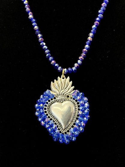 Corazón Sagrado Necklace - Blue