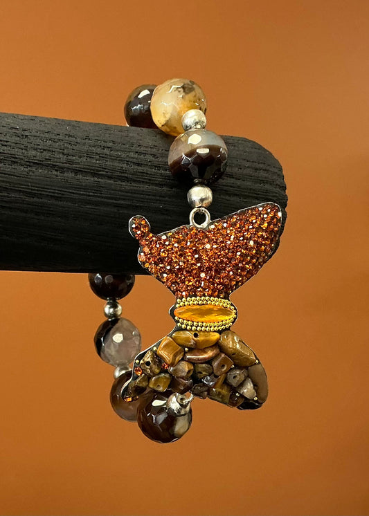 Brown Pebbled Butterfly Bracelet