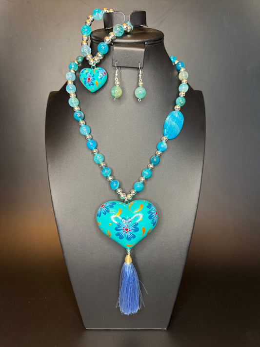 Aquamarine Corazon Pintado Set