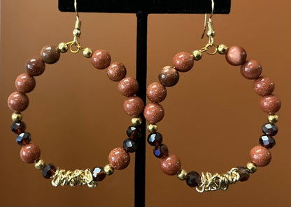 Brown & Gold Hoop Earrings