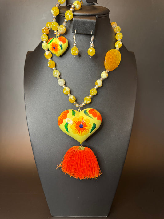 Citrine Corazon Pintado Set