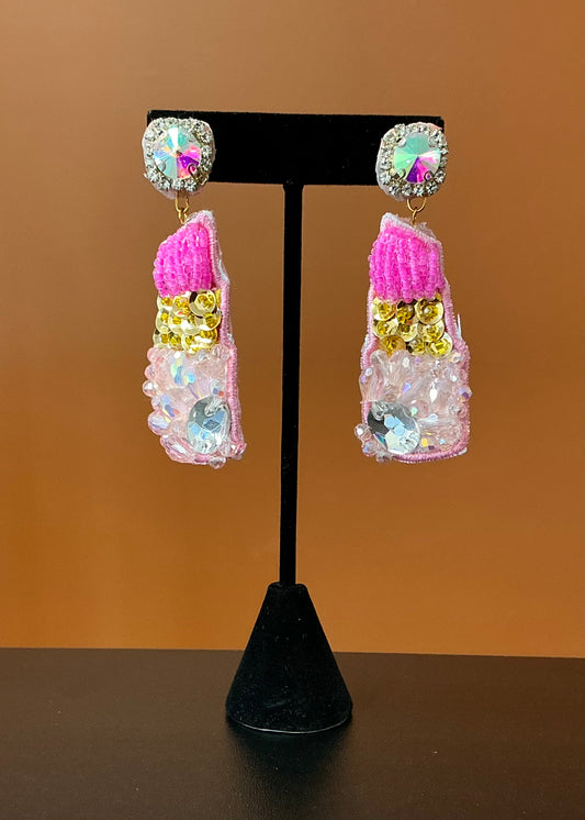 Lipstick Beaded Earrings
