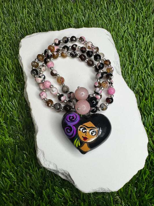 Frida Corazon Pintado Rhodonite Bracelet