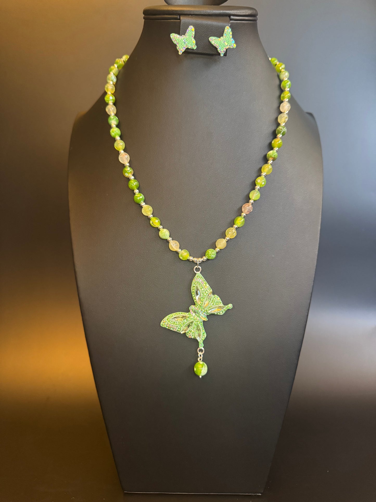 Mariposa Statement Necklace & Earrings - Green