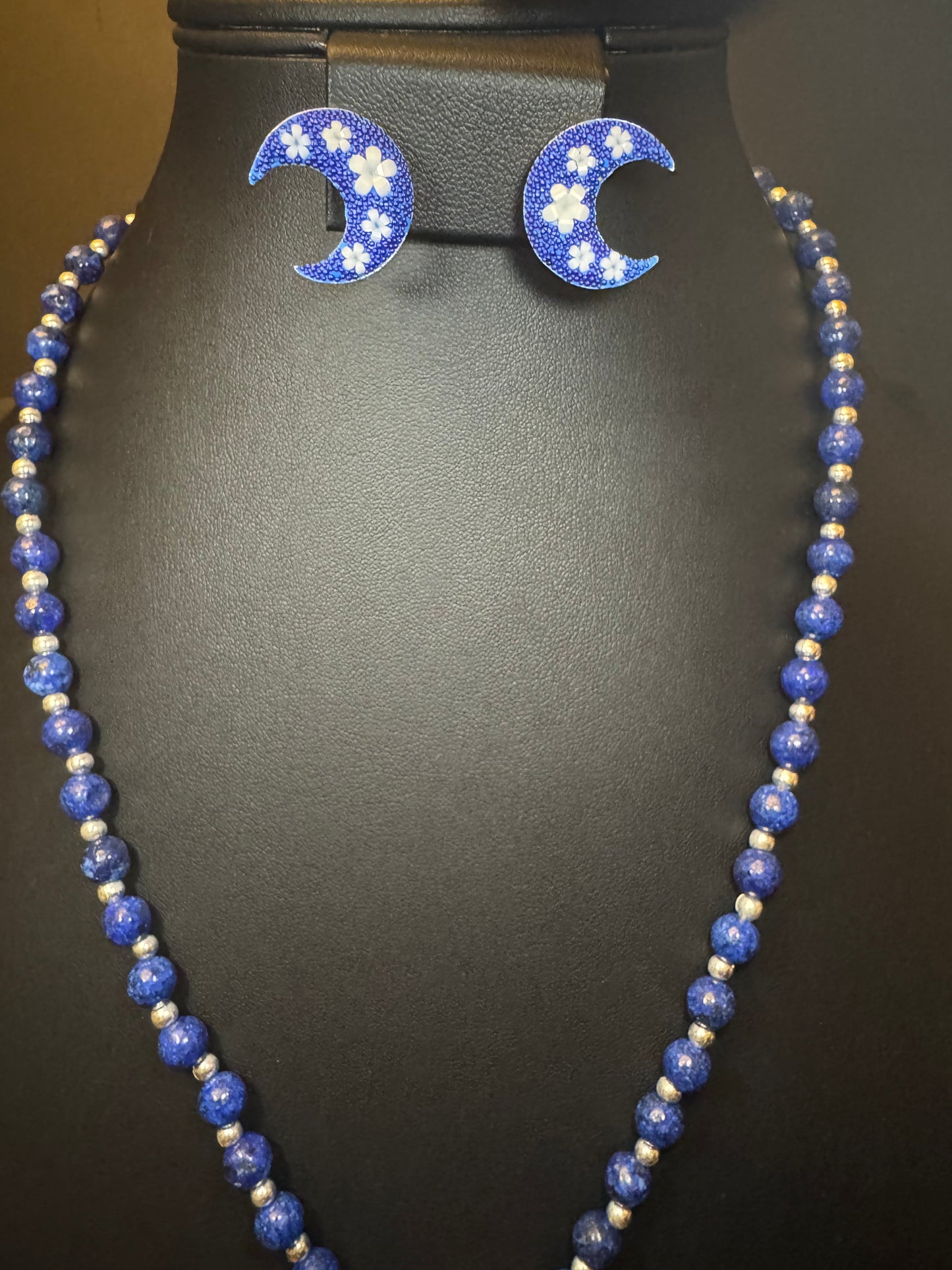 Luna Statement Necklace & Earrings - Blue