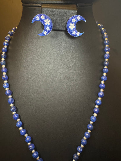Luna Statement Necklace & Earrings - Blue