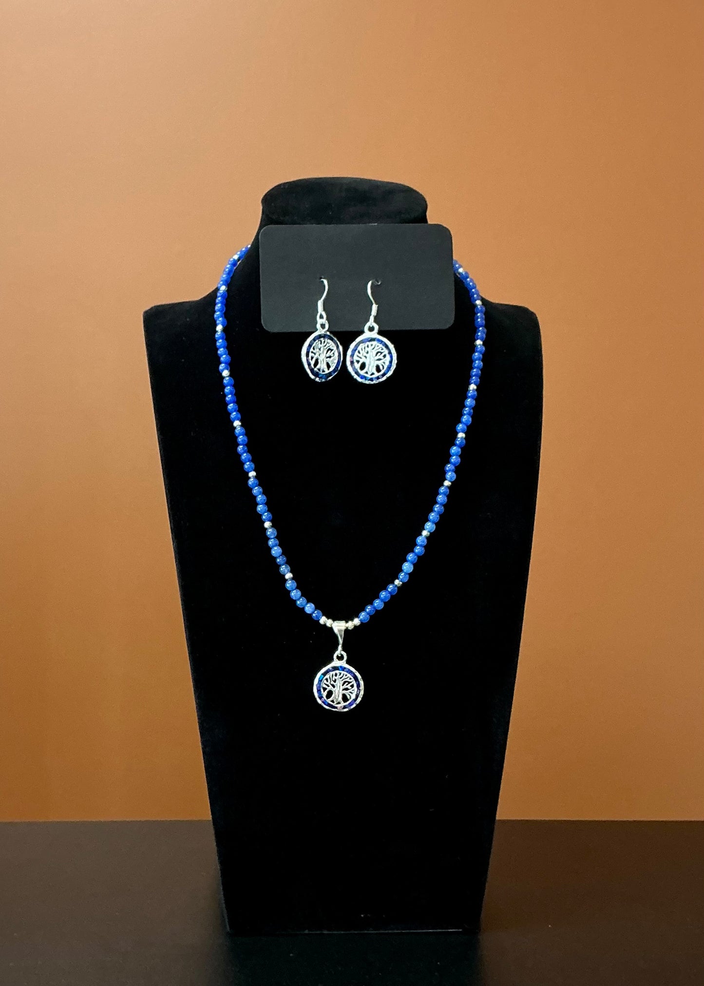 Tree of Life Necklace & Earrings - Blue