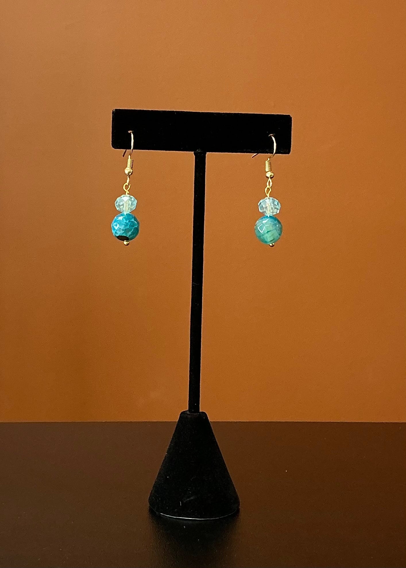 Golden Bull Necklace & Earring Set - Blue