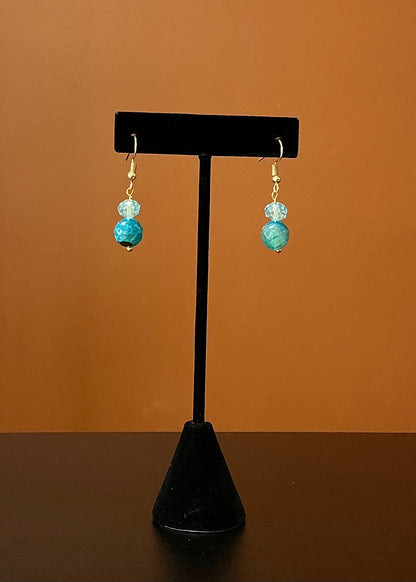 Golden Bull Necklace & Earring Set - Blue