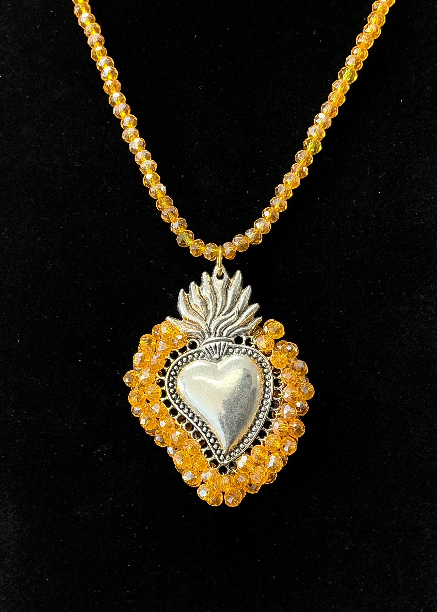 Corazón Sagrado Necklace - Orange