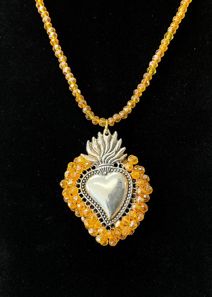 Corazón Sagrado Necklace - Orange
