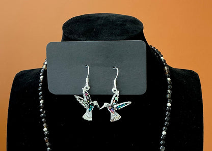 Hummingbird Necklace & Earrings - Iridescent