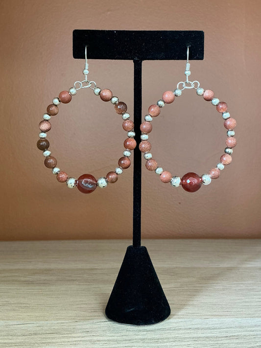 Glittering Brown - Hoop Earrings