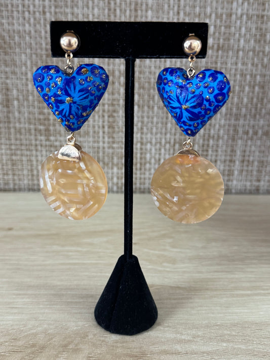 Azul Rey Corazón Statement Earrings