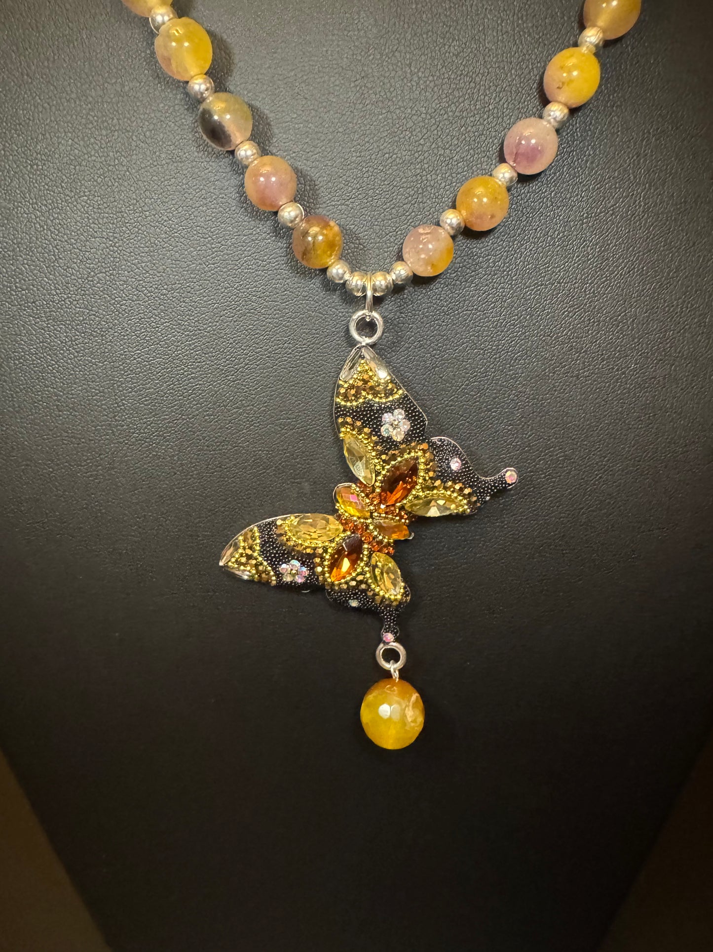 Mariposa Statement Necklace & Earrings - Golden Amber