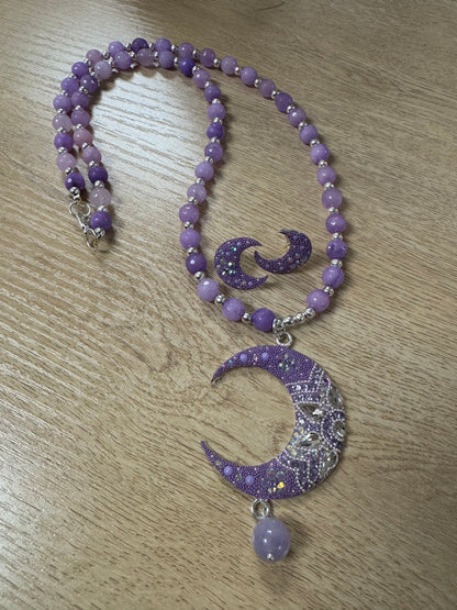Luna Statement Necklace & Earrings - Lilac