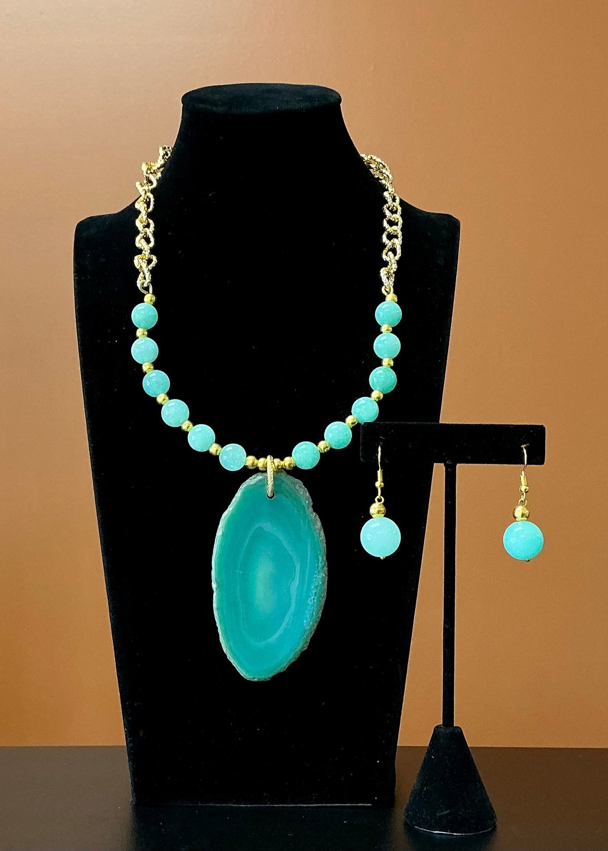 Teal Apatite Necklace & Earrings