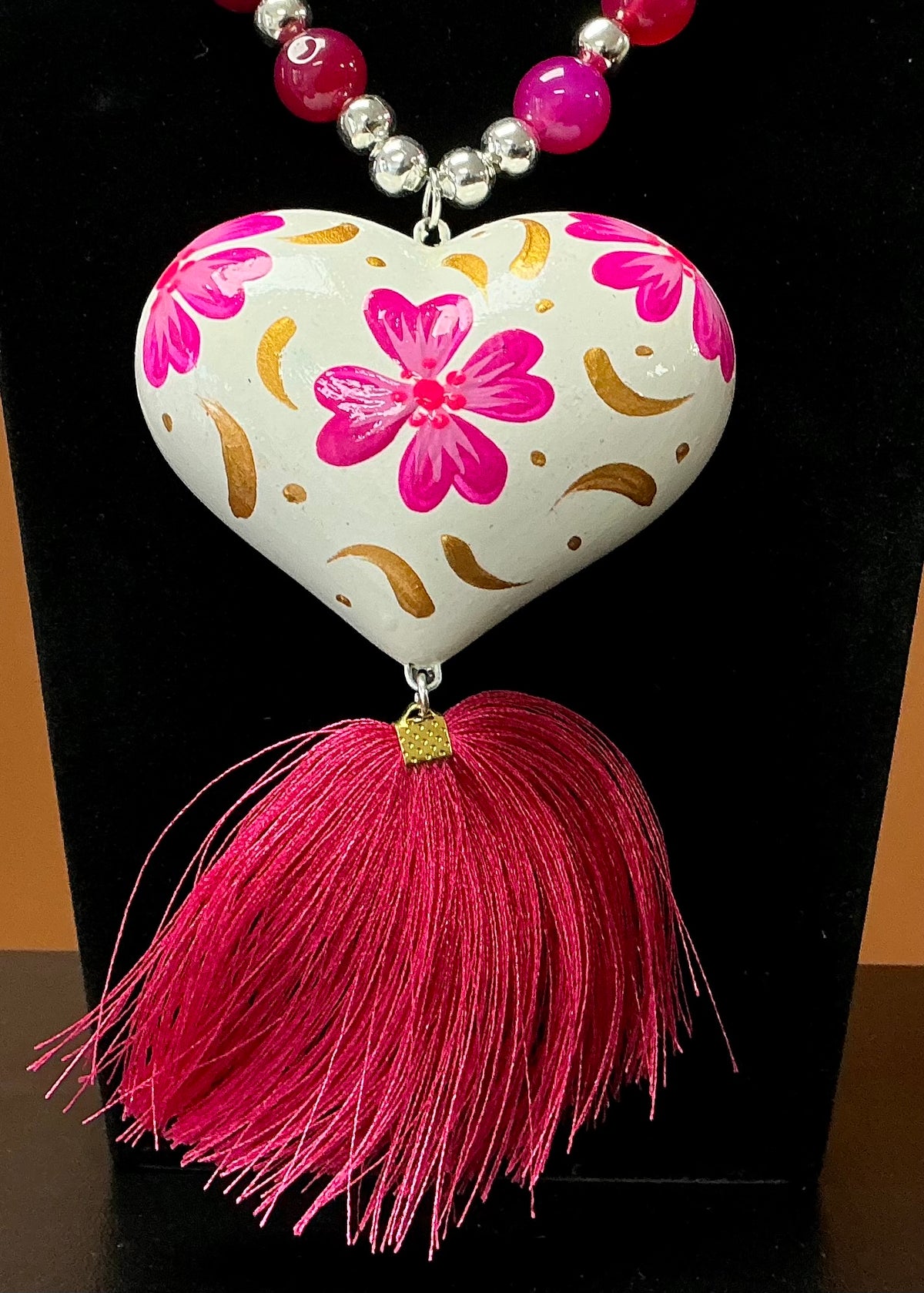 Corazón Pintado Necklace Set - Dark Pink