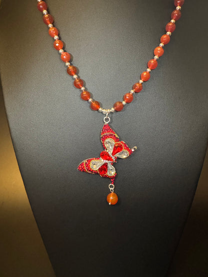 Mariposa Statement Necklace & Earrings - Red