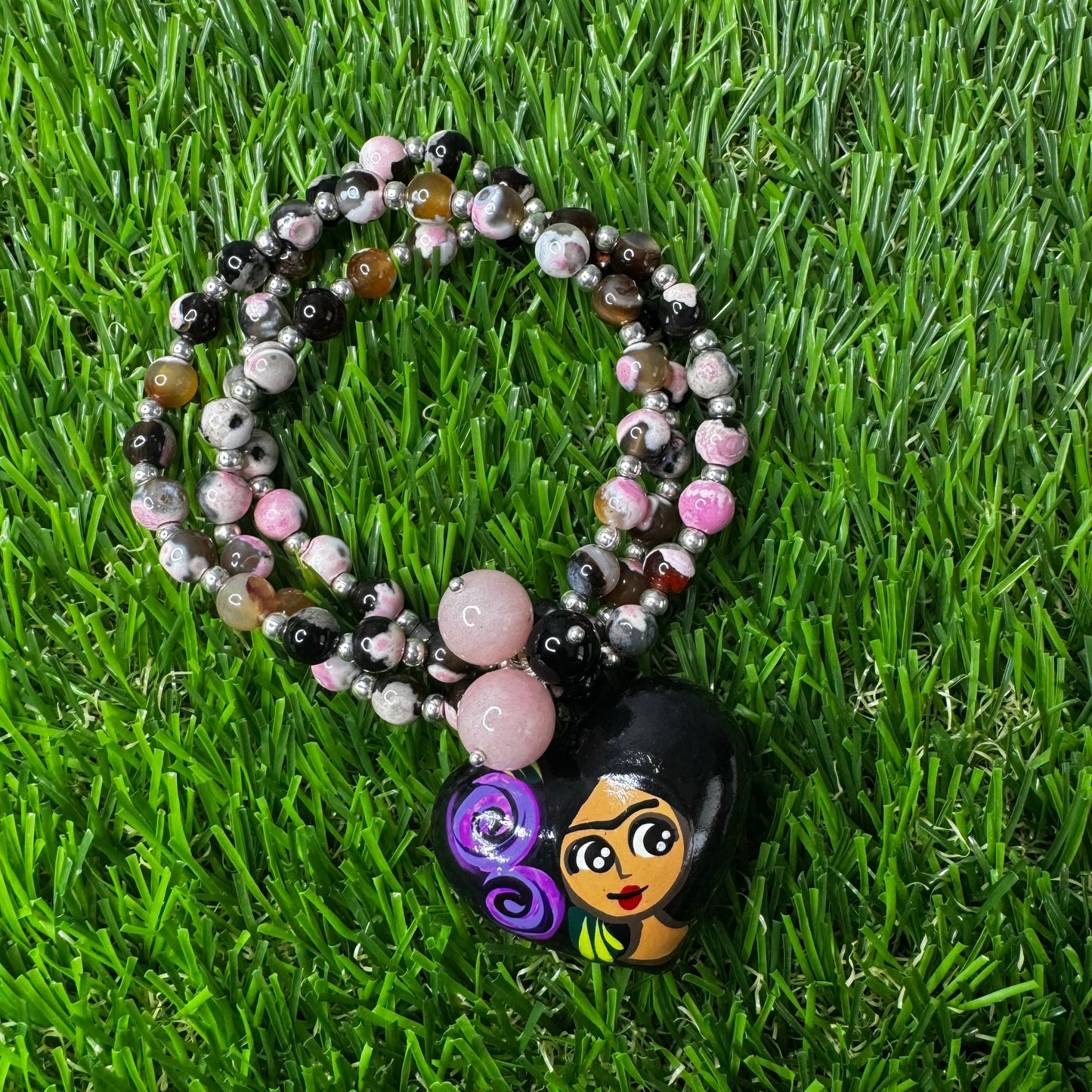 Frida Corazon Pintado Rhodonite Bracelet