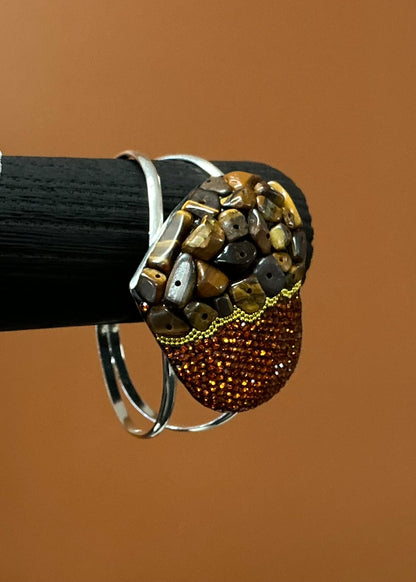 Pebbled Heart Bracelet - Brown