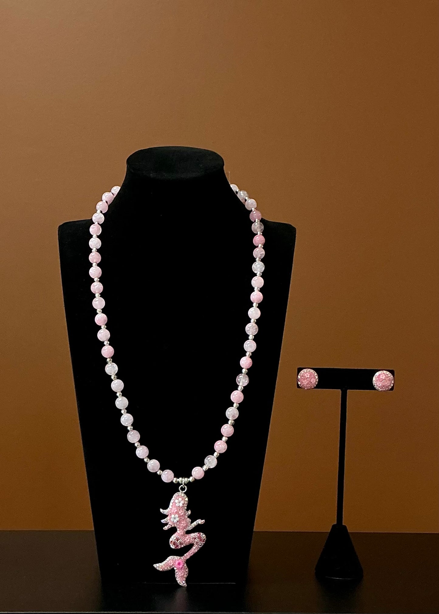 Sirena Necklace & Earrings - Pink