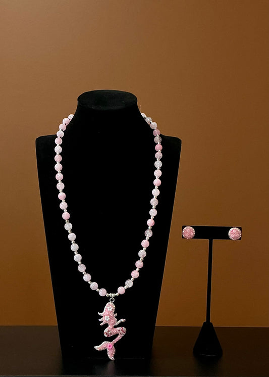 Sirena Necklace & Earrings - Pink