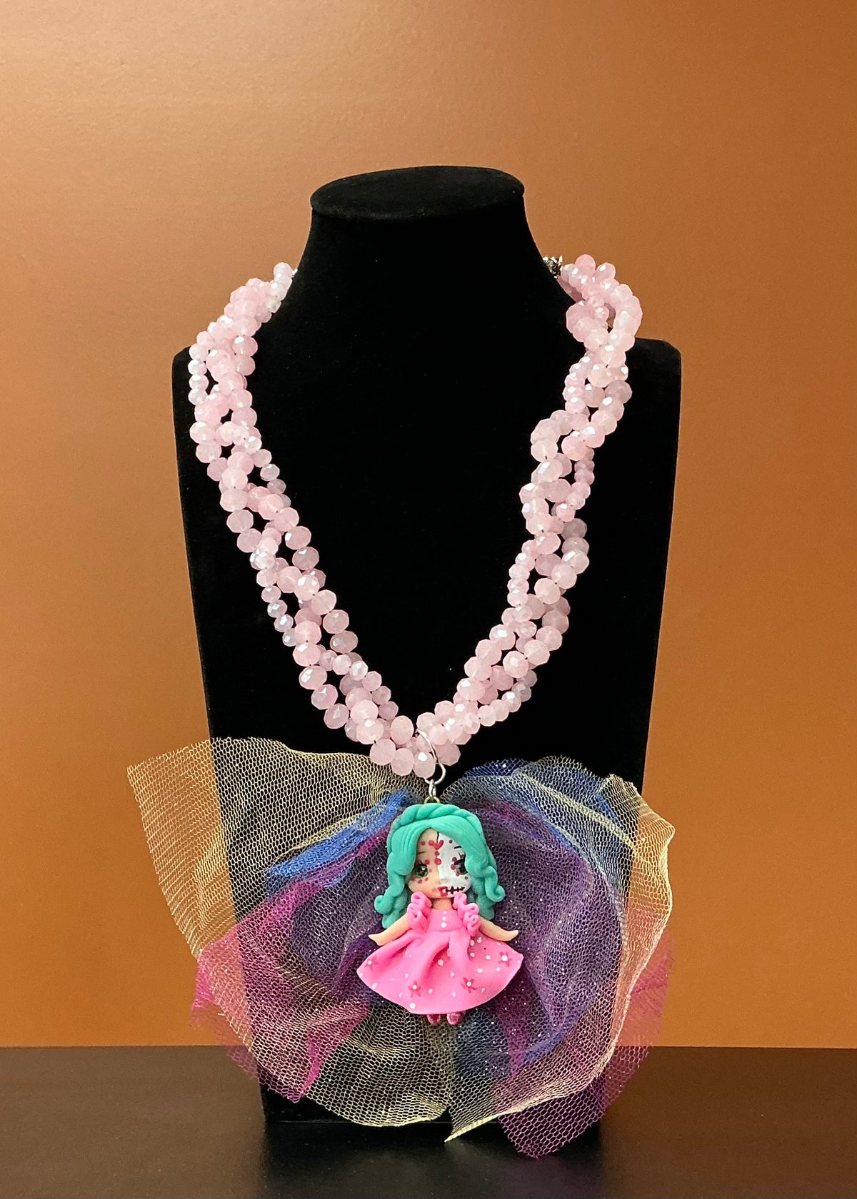 Pink Catrina Doll Necklace