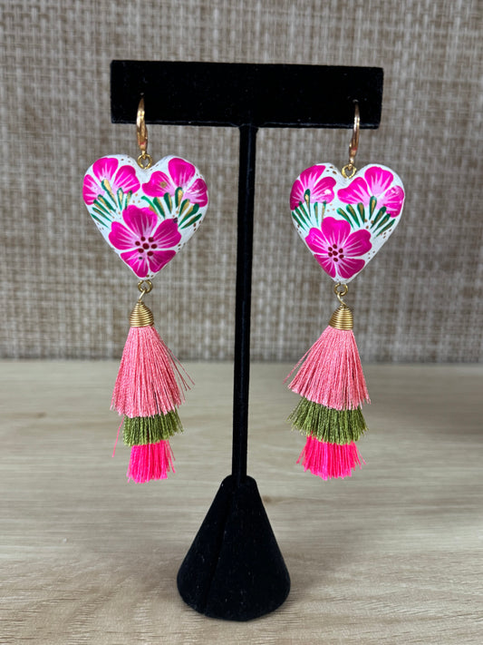 Floral Corazón Tassel Earrings