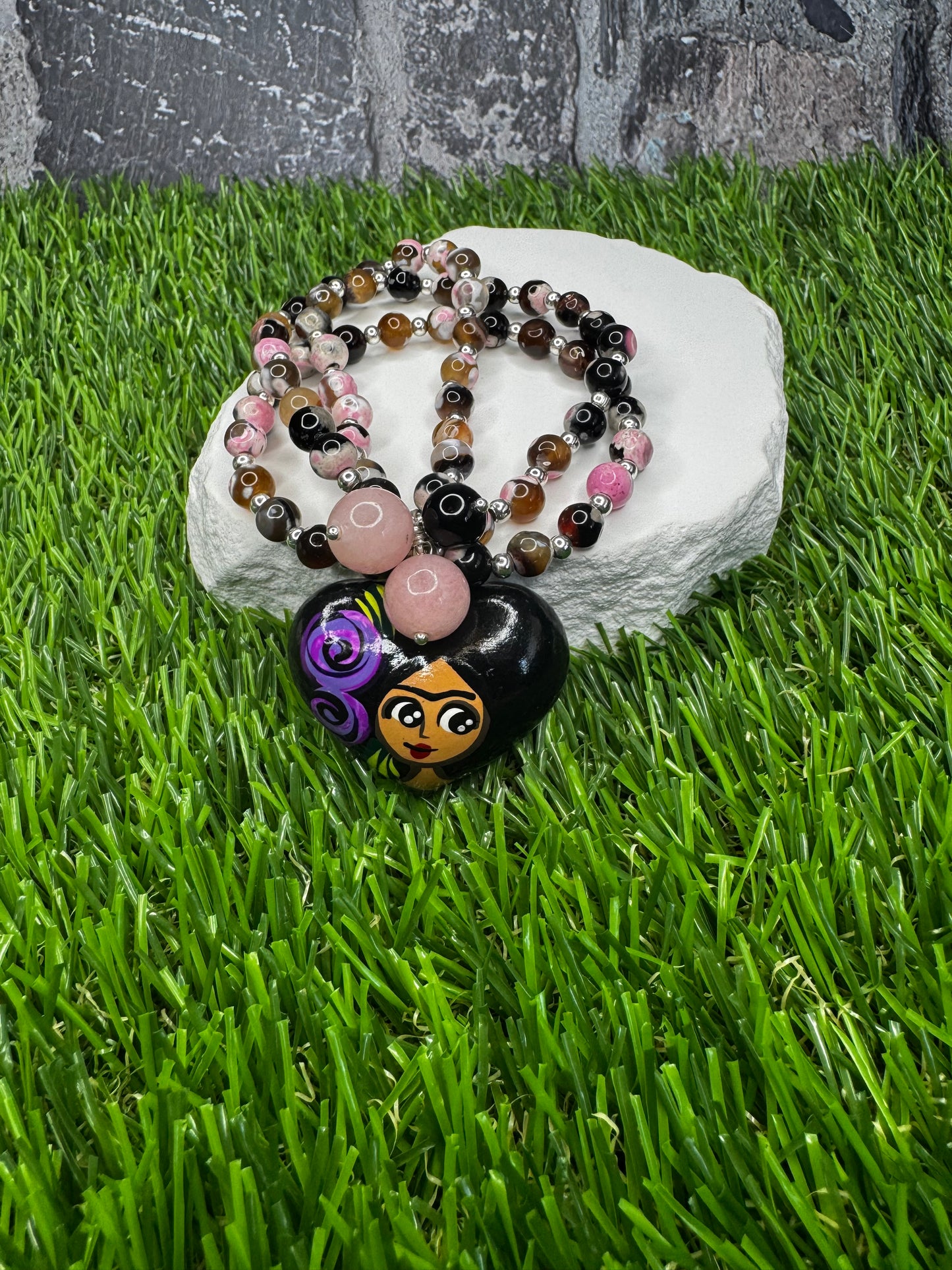 Frida Corazon Pintado Rhodonite Bracelet