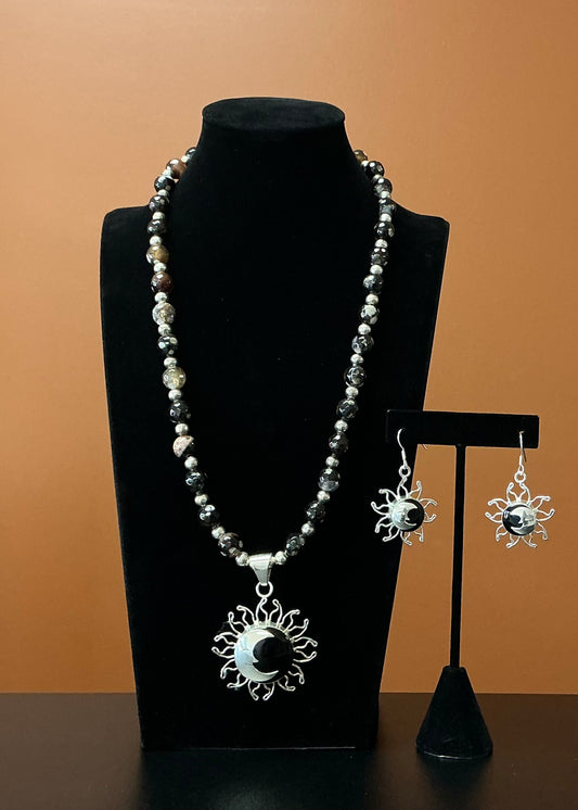 Brown Eclipse Necklace & Earring Set