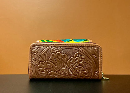 Embroidered Mexican Leather Wallet