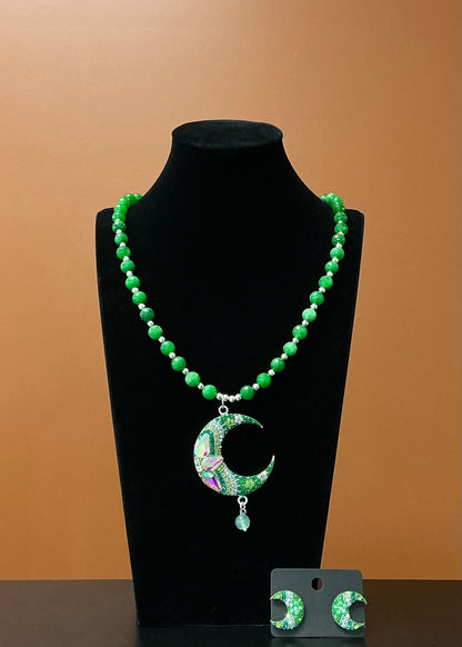 Luna Statement Necklace & Earrings - Green