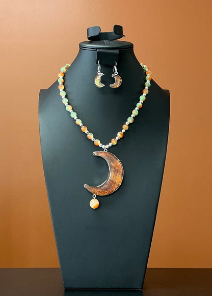 Cat’s Eye Moon Necklace & Earrings