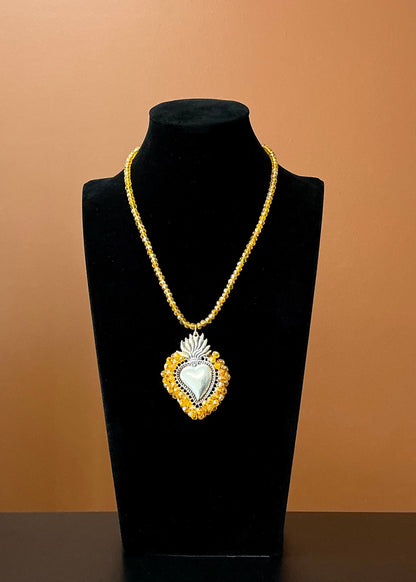 Corazón Sagrado Necklace - Orange